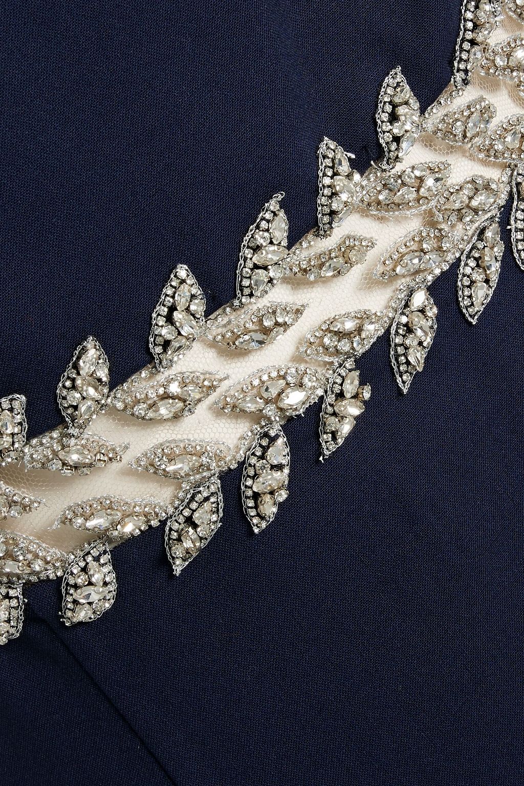 OSCAR DE LA RENTA Crystal-embellished wool-blend midi dress
