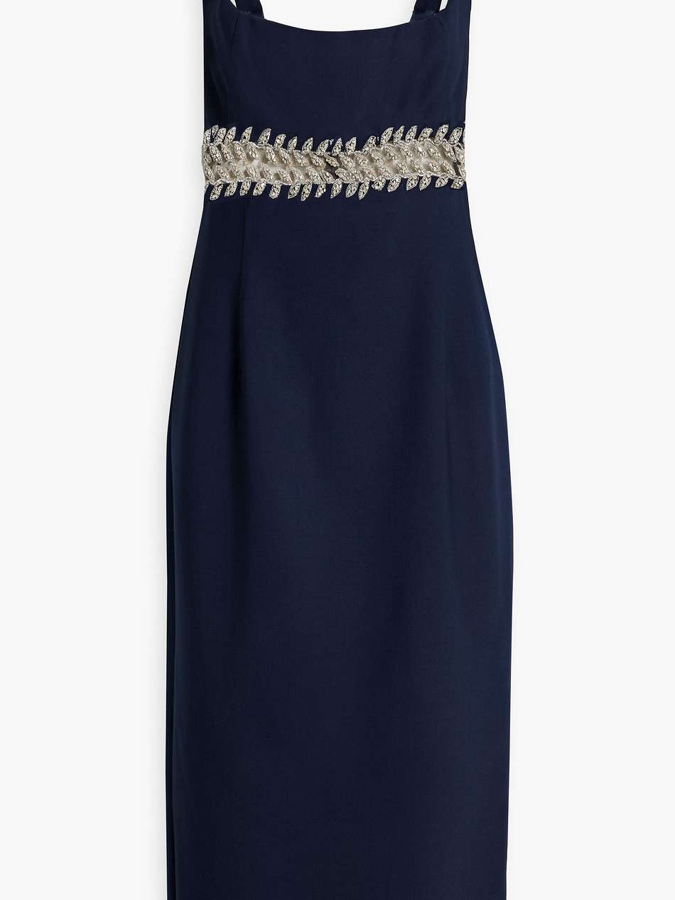 crystal-embellished wool-blend midi dress