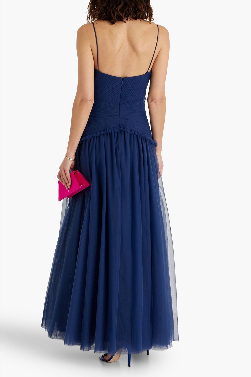 ZAC POSEN فستان سهرة من التول ومزين بكسرات