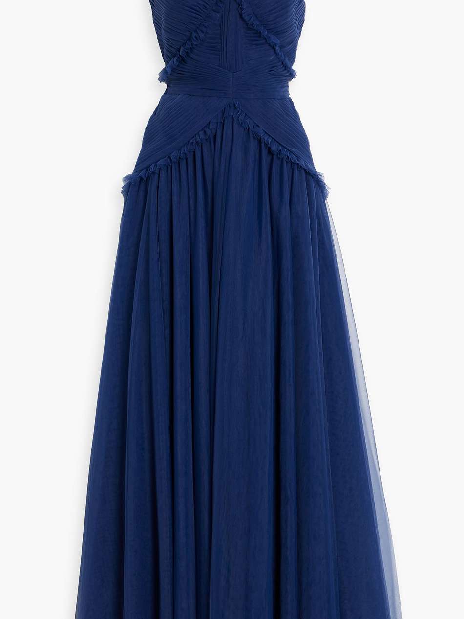 pleated tulle gown