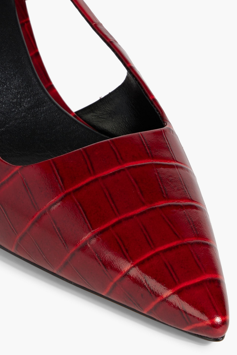 Vince Bianca Croco Kitten Slingback Pumps In Claret