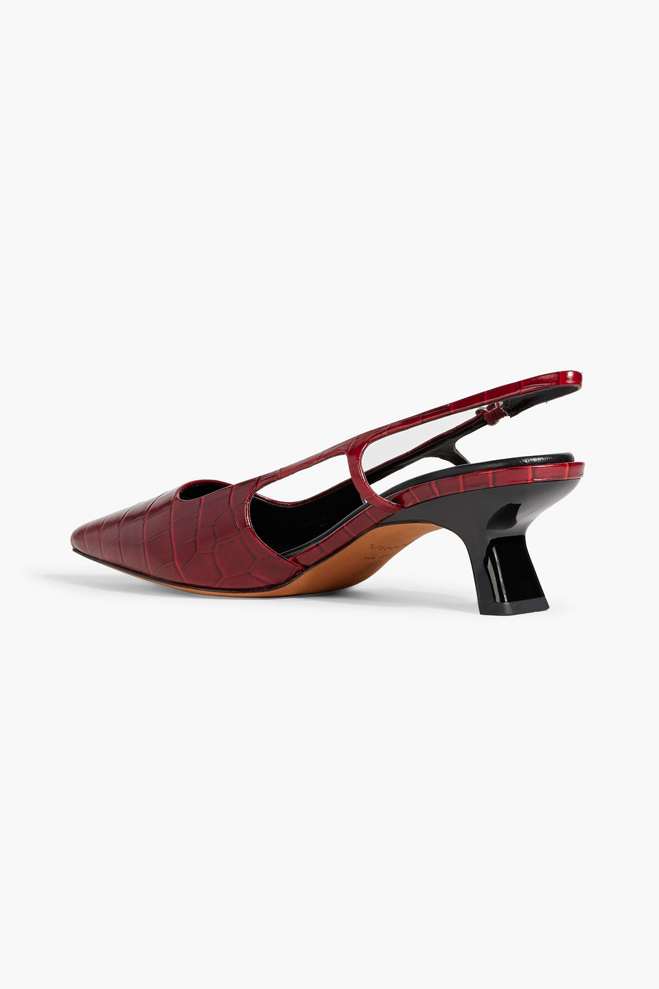Vince Bianca Croco Kitten Slingback Pumps In Claret