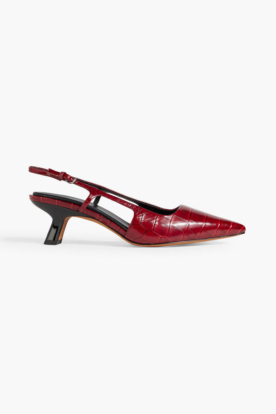 Vince Bianca Croco Kitten Slingback Pumps In Claret