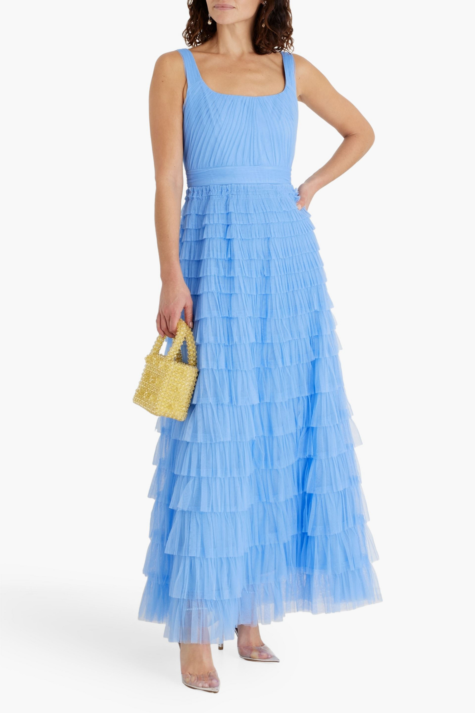 ZAC POSEN Tiered tulle maxi dress