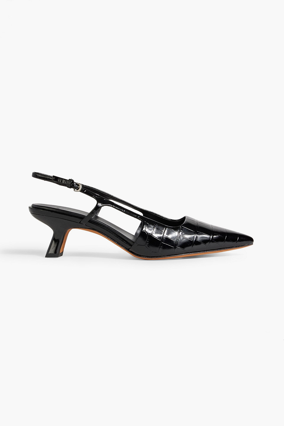 Vince Bianca Croc-effect Leather Slingback Pumps In Black
