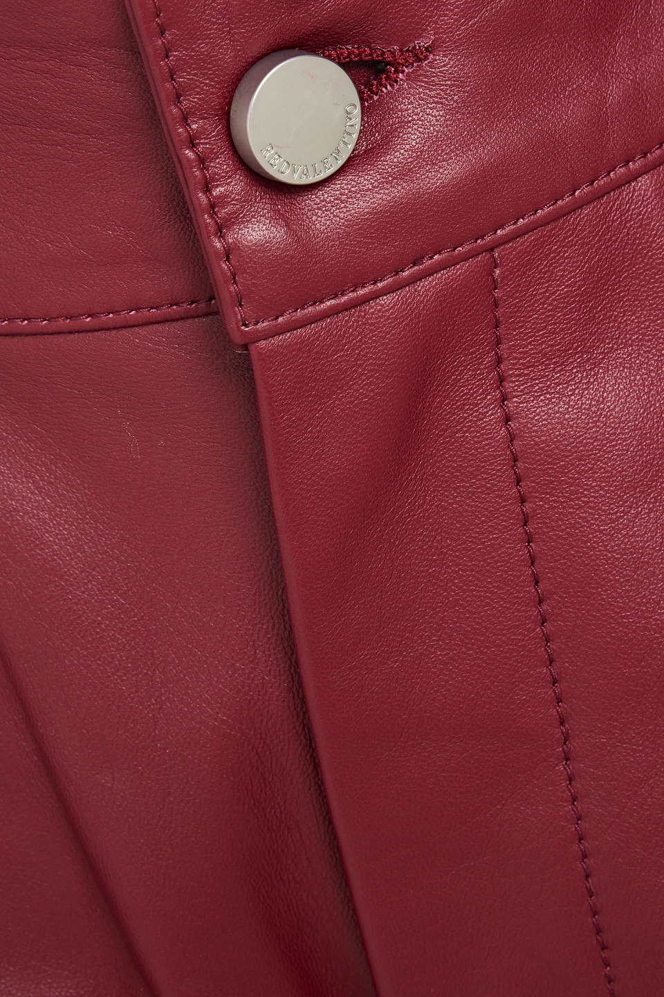 Red Valentino Pleated Leather Shorts In Red