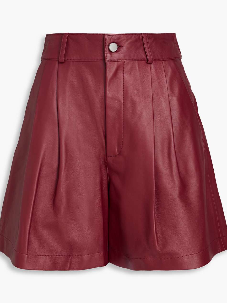 pleated leather shorts