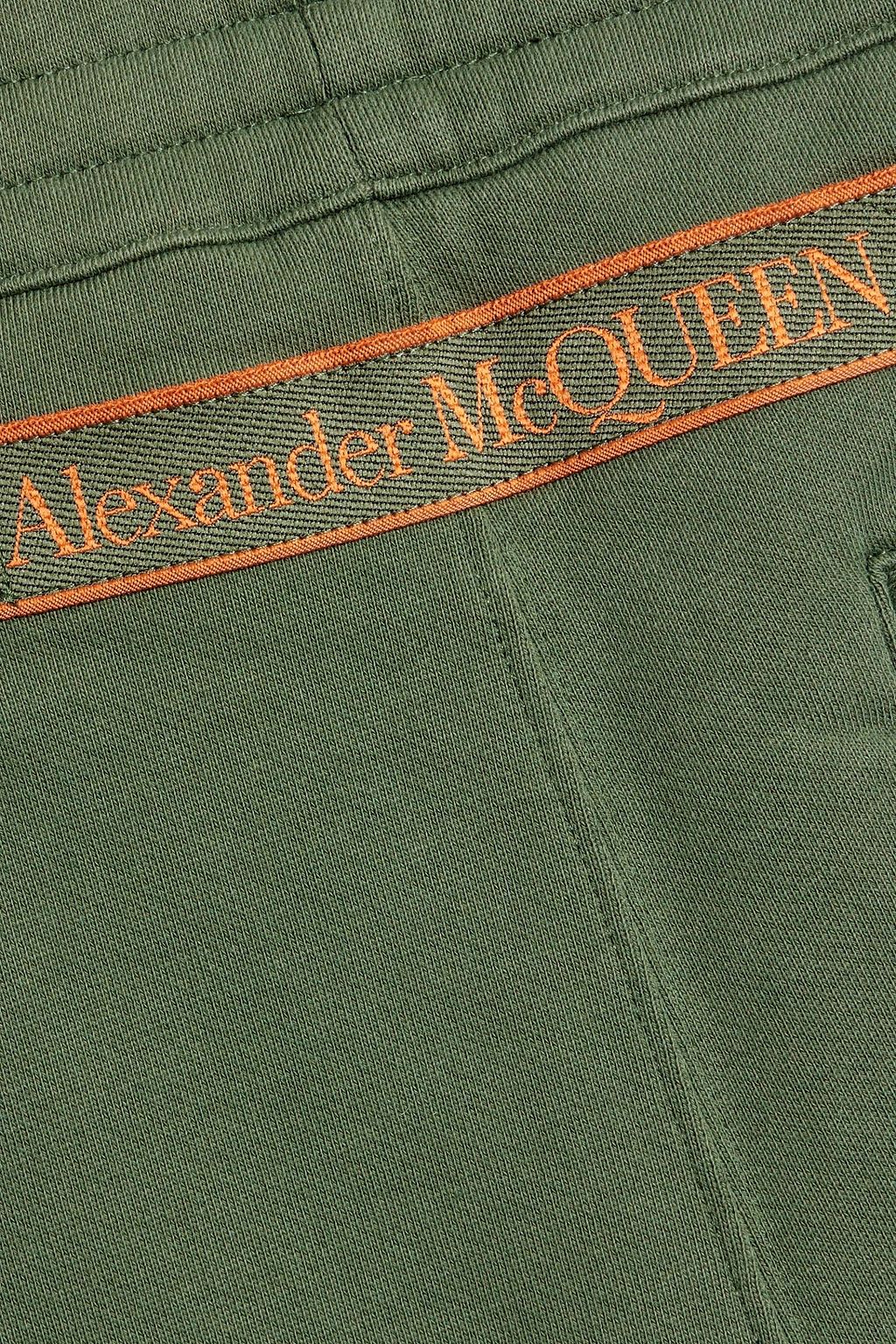 MCQUEEN Jacquard-trimmed French cotton-terry sweatpants