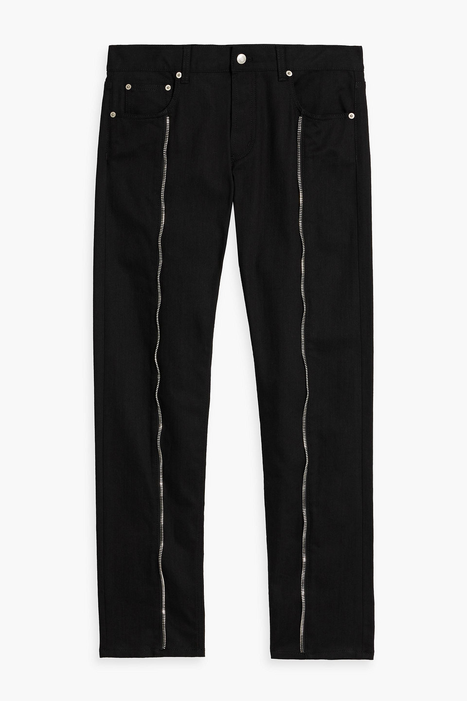 Slim-fit zip-detailed denim jeans