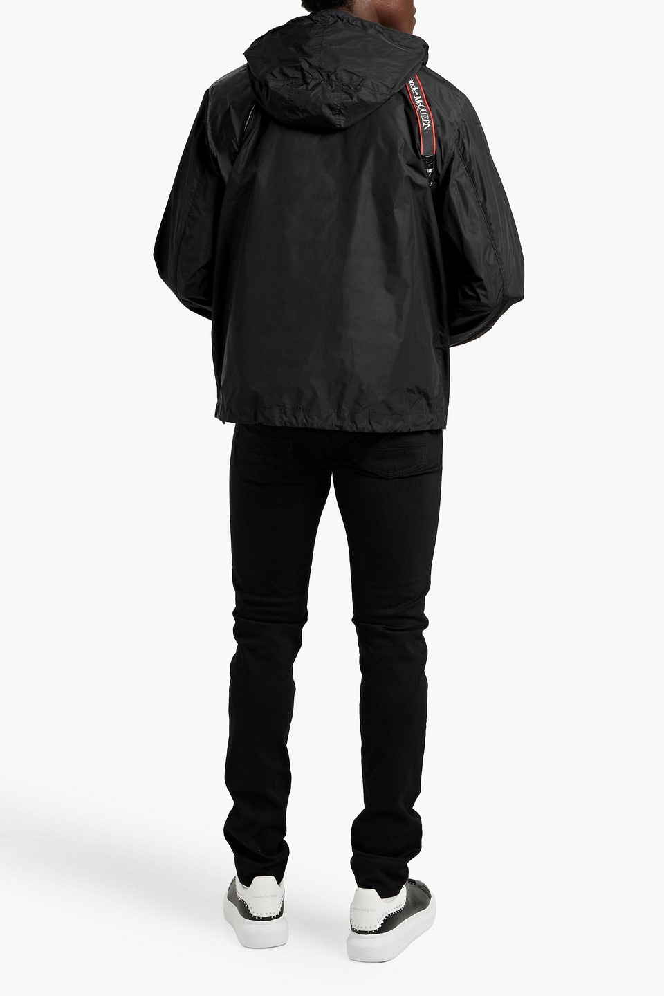Alexander Mcqueen Shell Hooded Jacket In Black