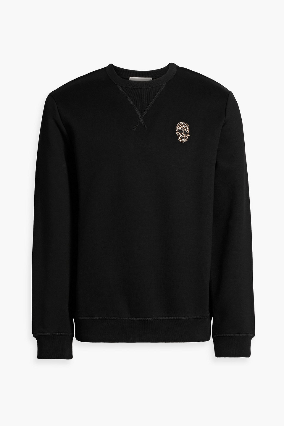 Alexander Mcqueen Crystal-embellished Cotton-blend Jersey Sweatshirt In Black