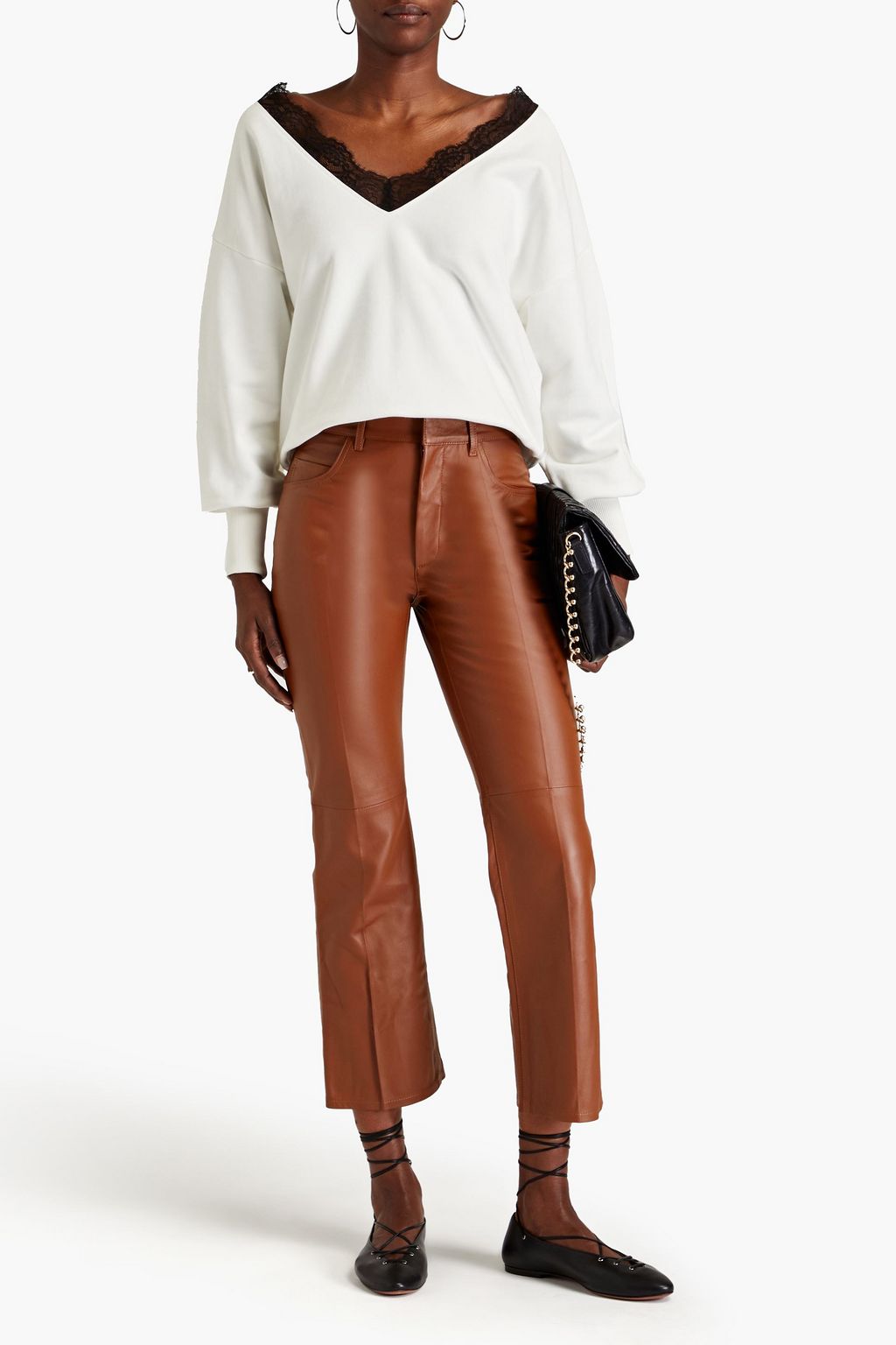 REDVALENTINO Cropped leather bootcut pants