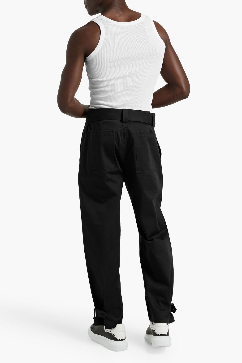 MCQUEEN Belted cotton-twill pants