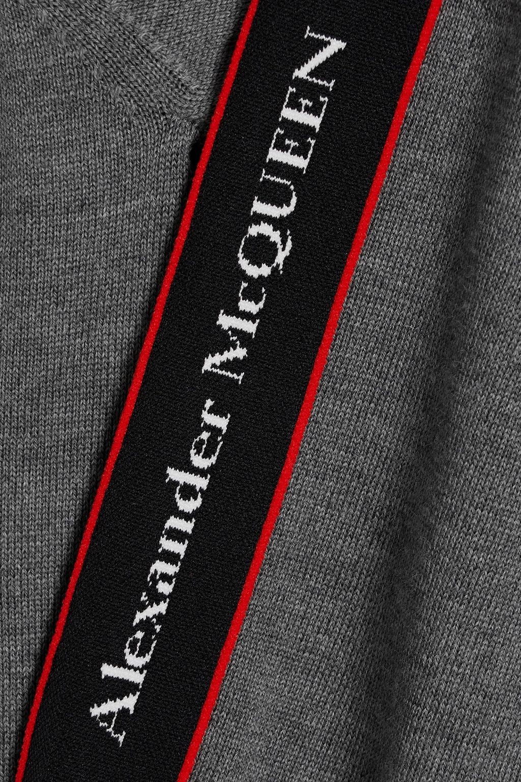 MCQUEEN Jacquard-trimmed wool sweater