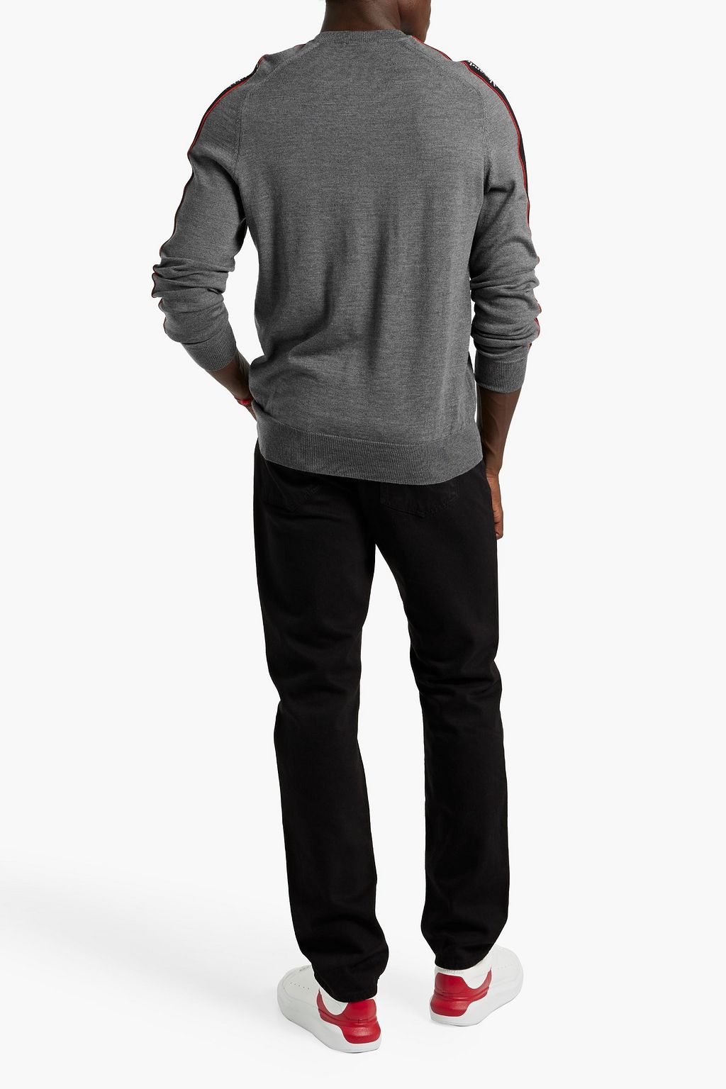 MCQUEEN Jacquard-trimmed wool sweater