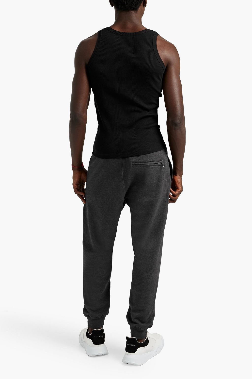 MCQUEEN Jacquard-trimmed French cotton-terry sweatpants