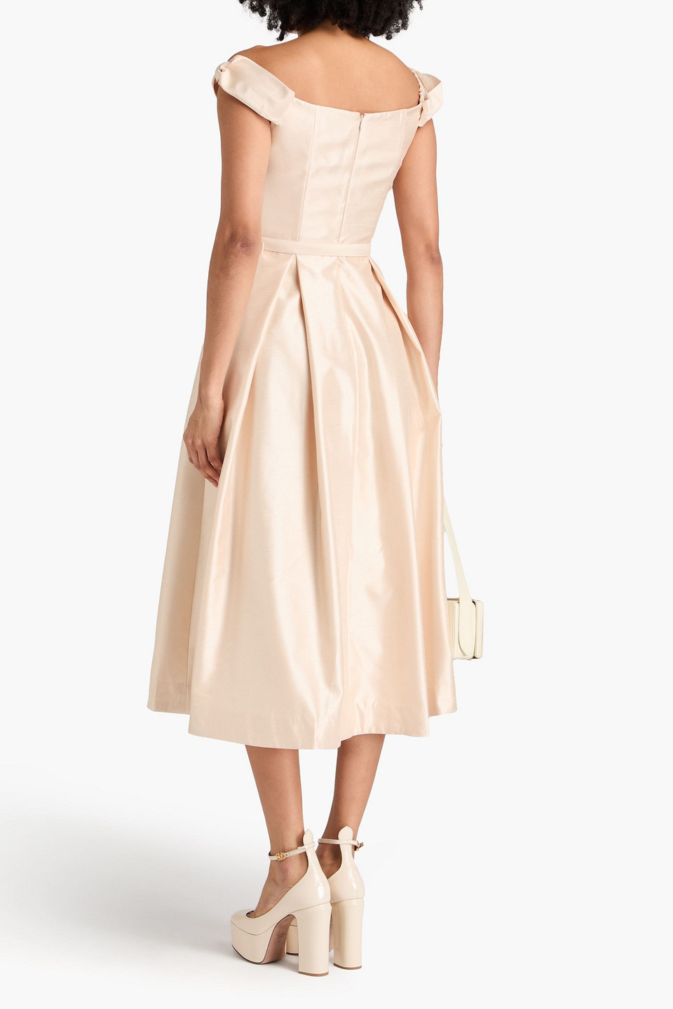 Nicholas Kaden Schulterfreies Midikleid Aus Taft In Creme