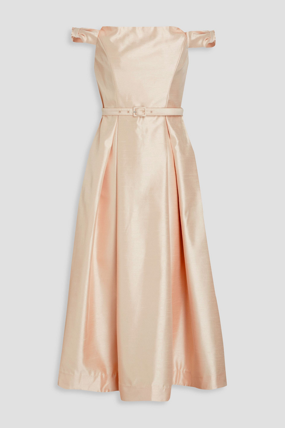 Nicholas Kaden Schulterfreies Midikleid Aus Taft In Creme