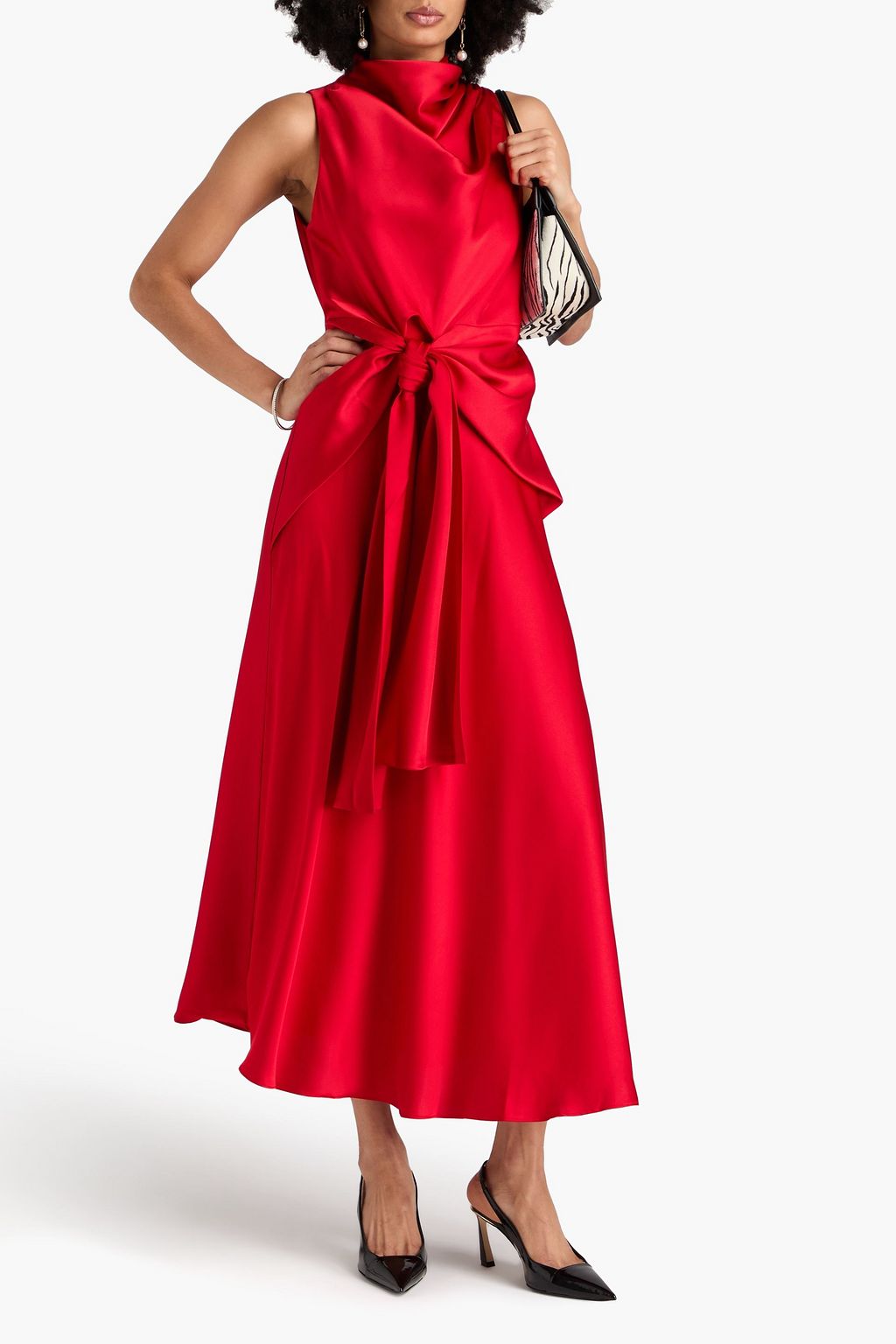 NICHOLAS Draped satin midi dress