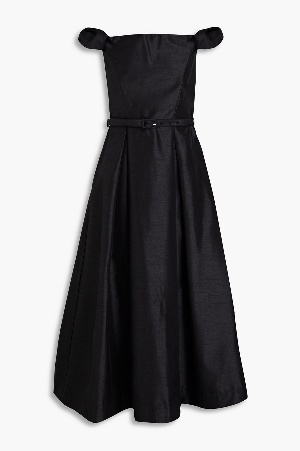 Nicholas Kaden Schulterfreies Midikleid Aus Taft In Schwarz