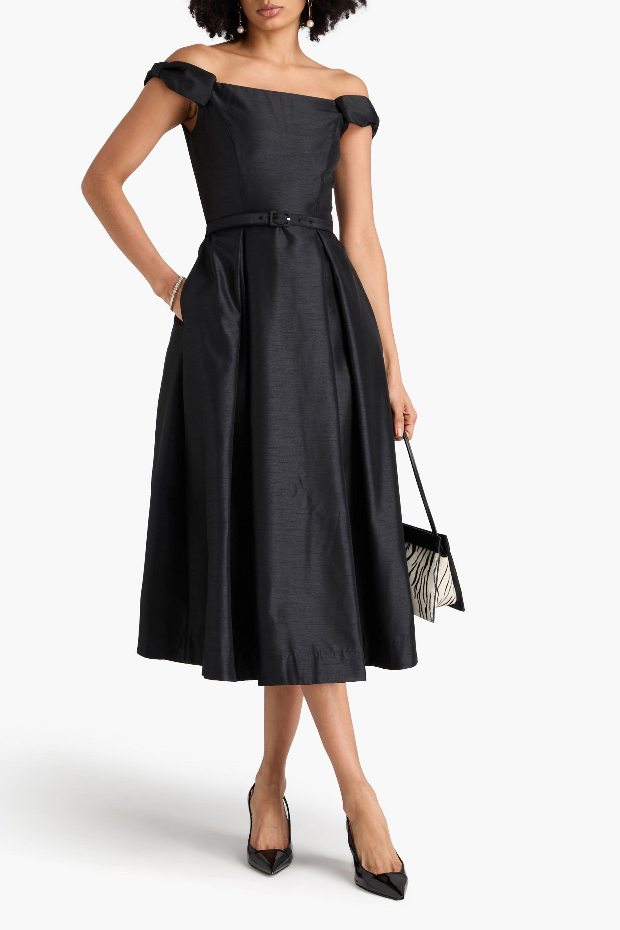 NICHOLAS Off-the-shoulder taffeta midi dress