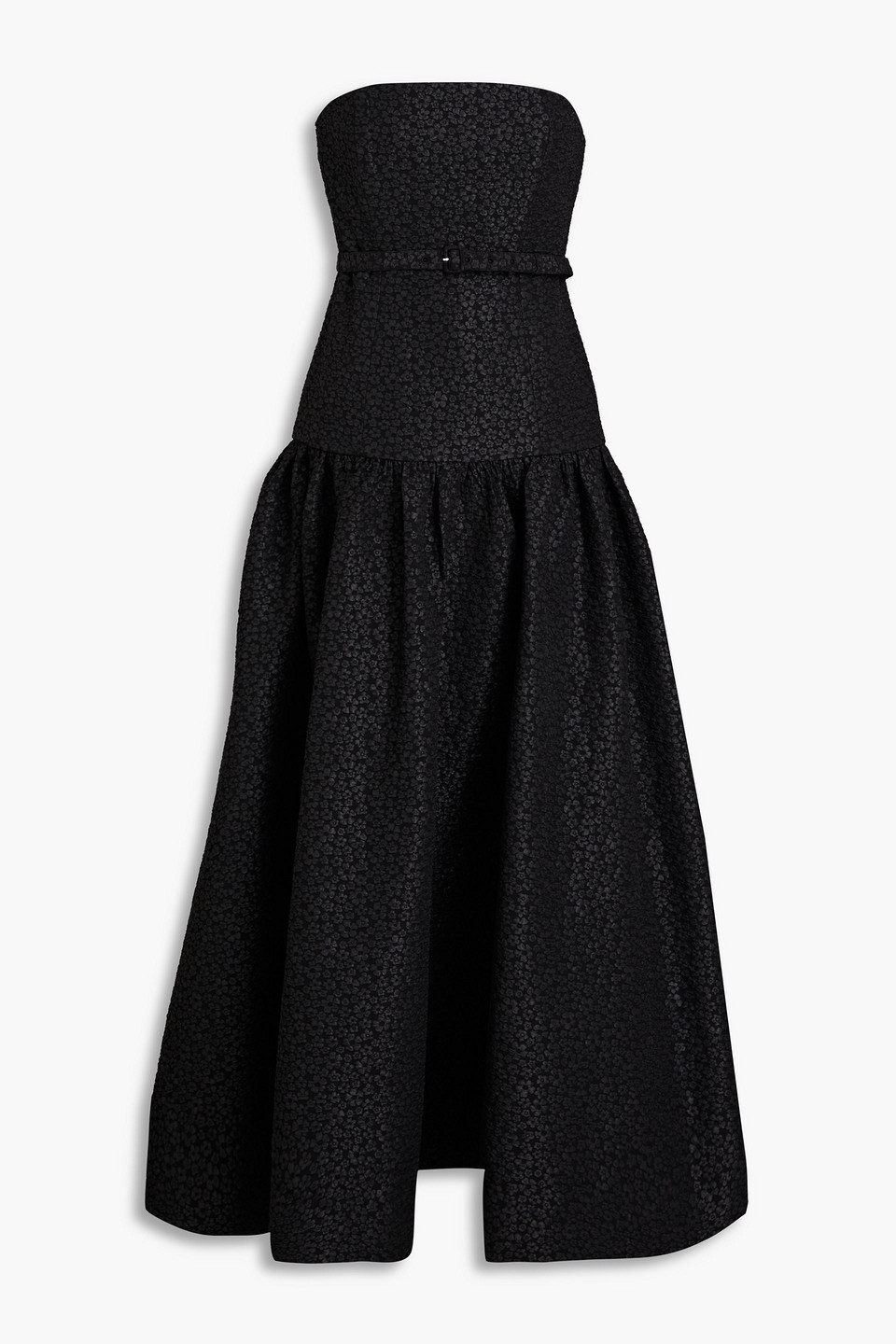 Nicholas Arete Strapless Floral-jacquard Maxi Dress In Schwarz