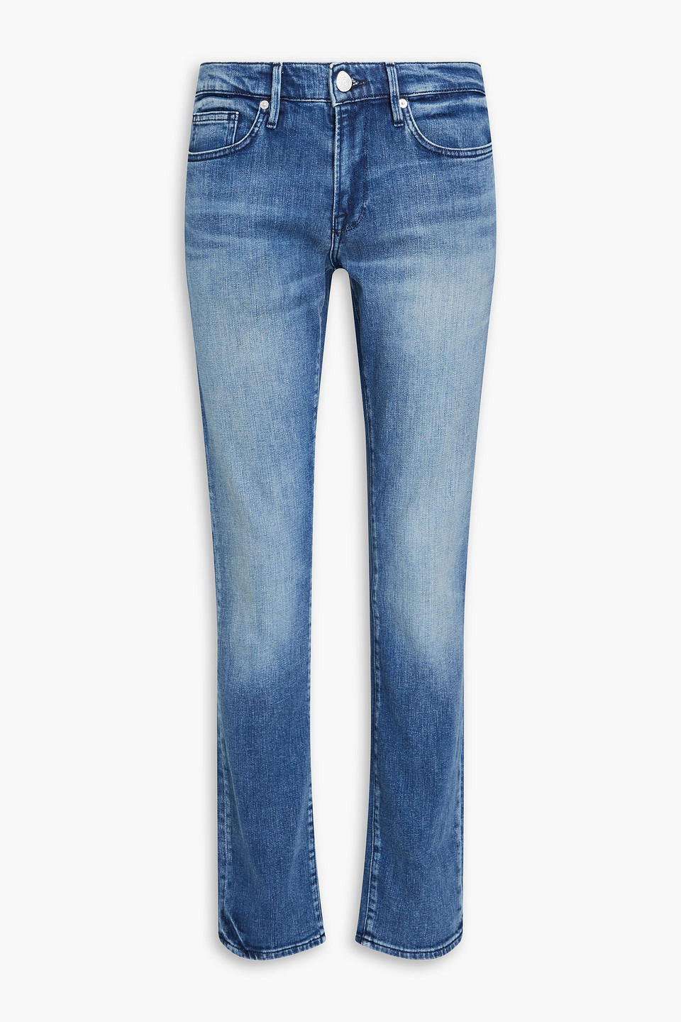 Frame L'homme Slim-fit Whiskered Denim Jeans In Mid Denim