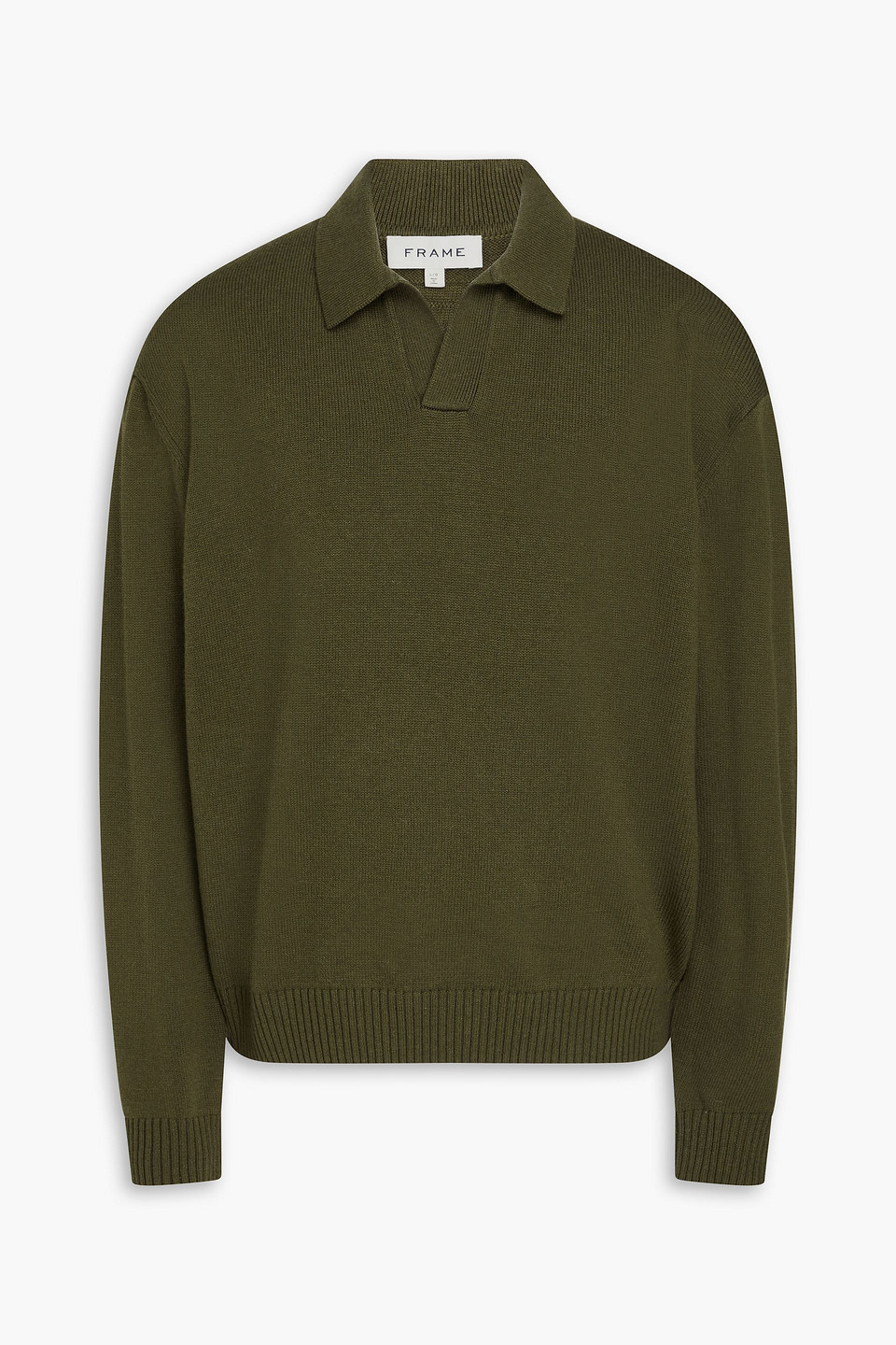 Frame Pullover Aus Einer Woll-seidenmischung Mit Polokragen In Green