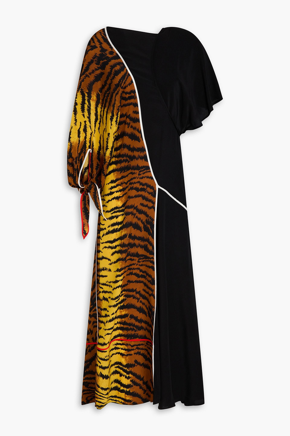 Victoria Beckham Asymmetric Silk Midi Dress In Animal Print