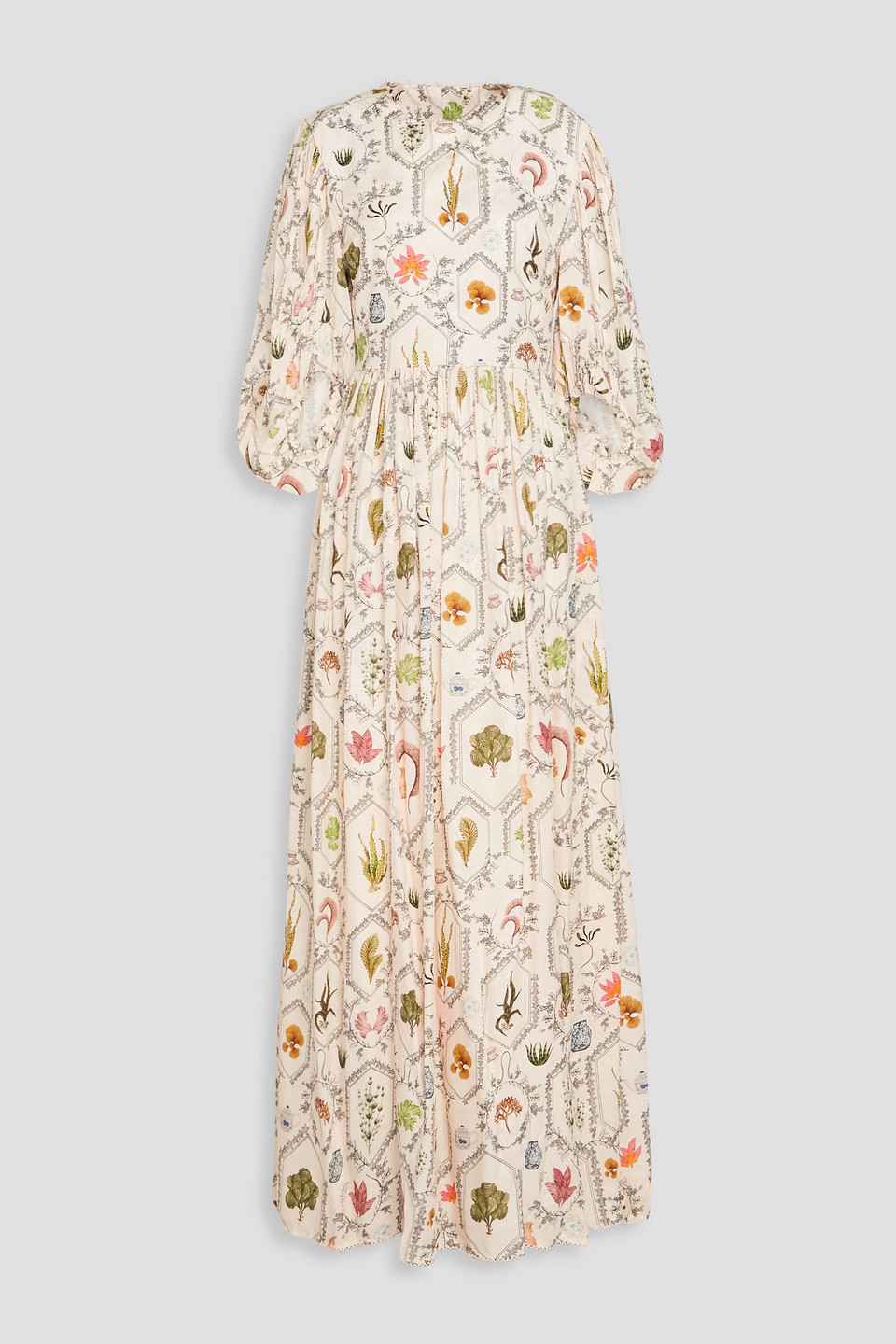agua by agua bendita - bendita raquel encaje embellished printed jacquard maxi dress - white - l
