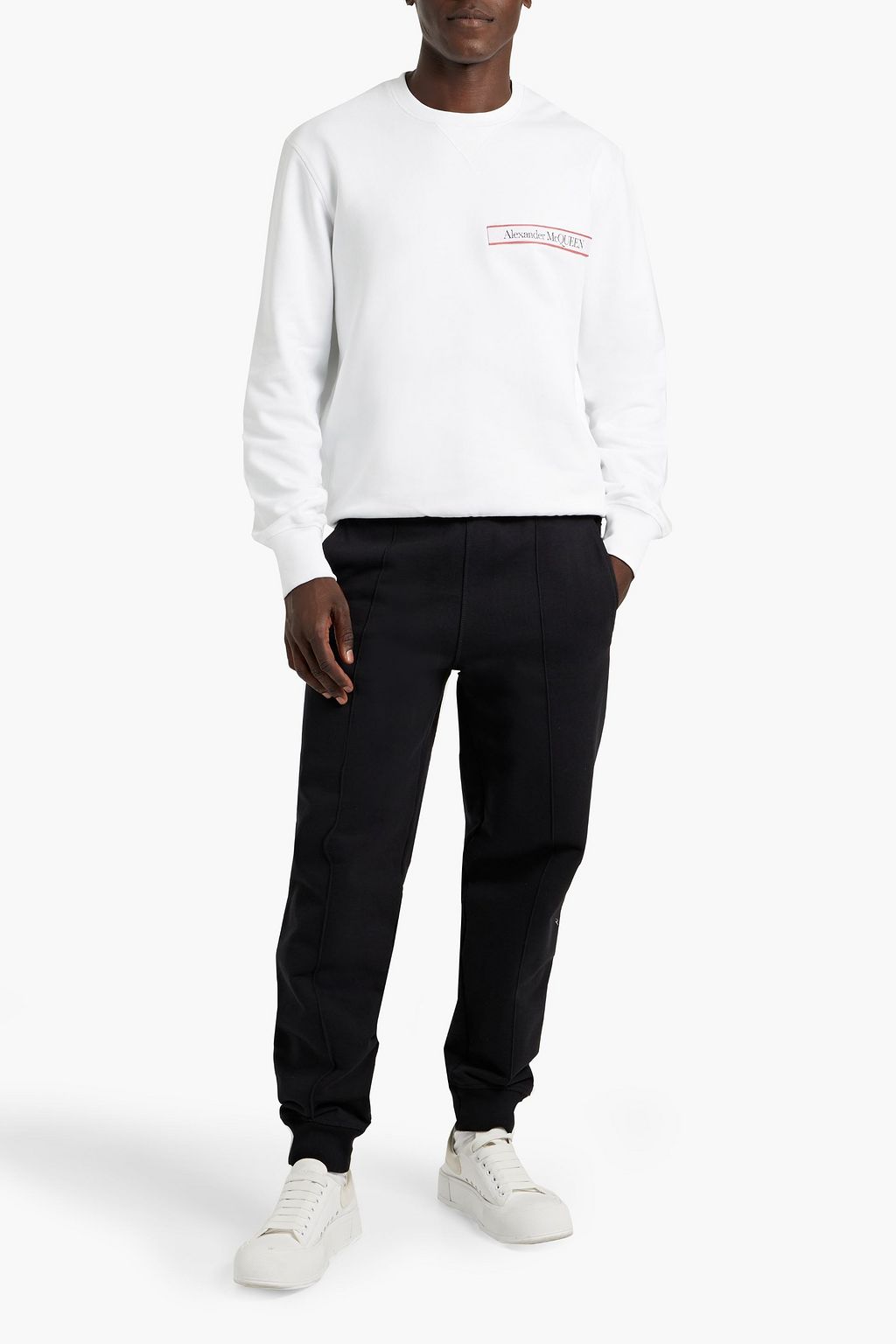 MCQUEEN Appliquéd French cotton-terry sweatshirt