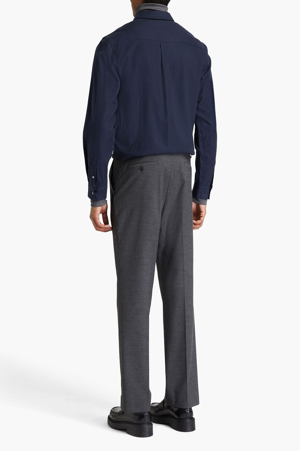 Frame Double Pocket Wool Blend Shirt Dark Navy In Navy