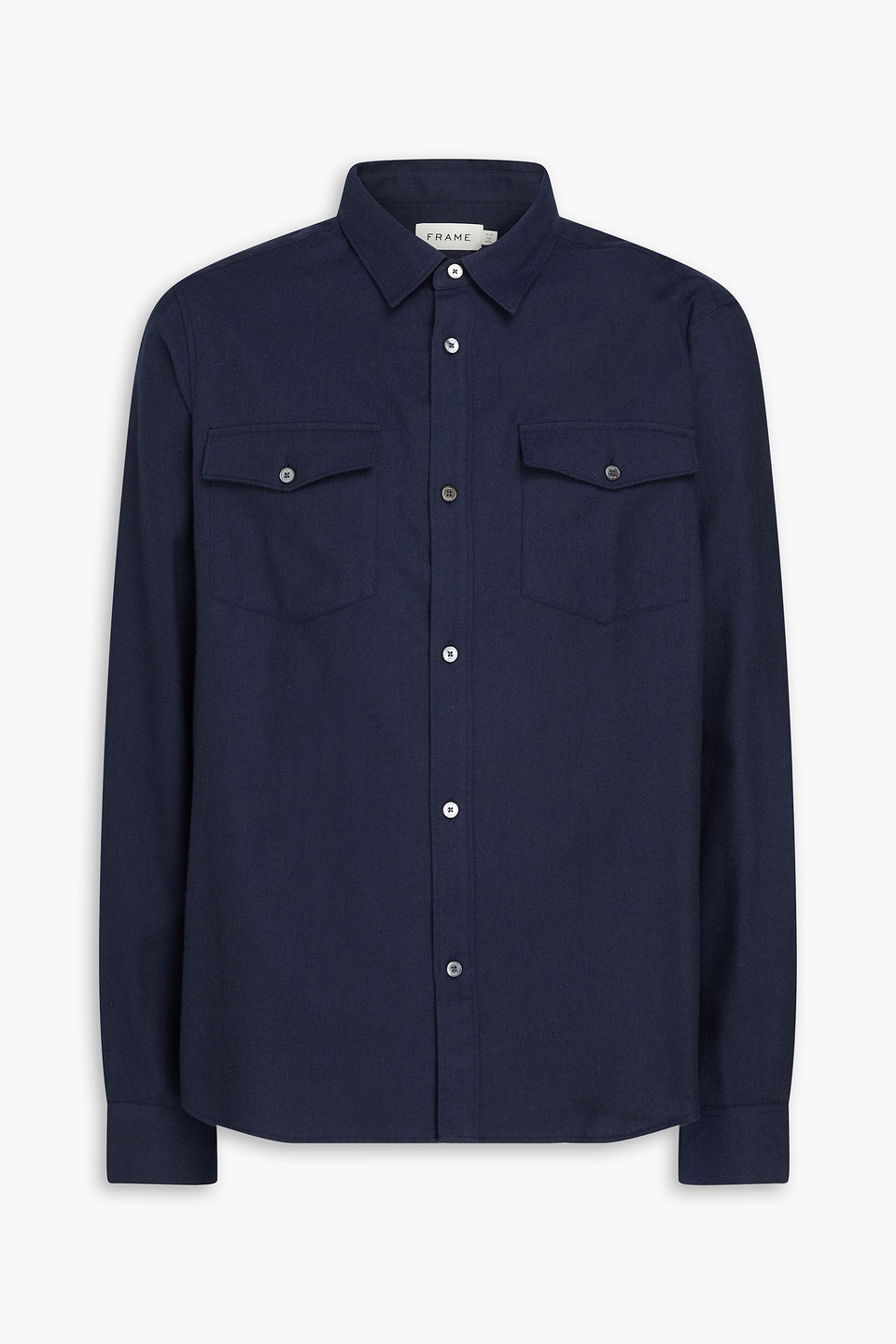 Frame Double Pocket Wool Blend Shirt Dark Navy In Navy
