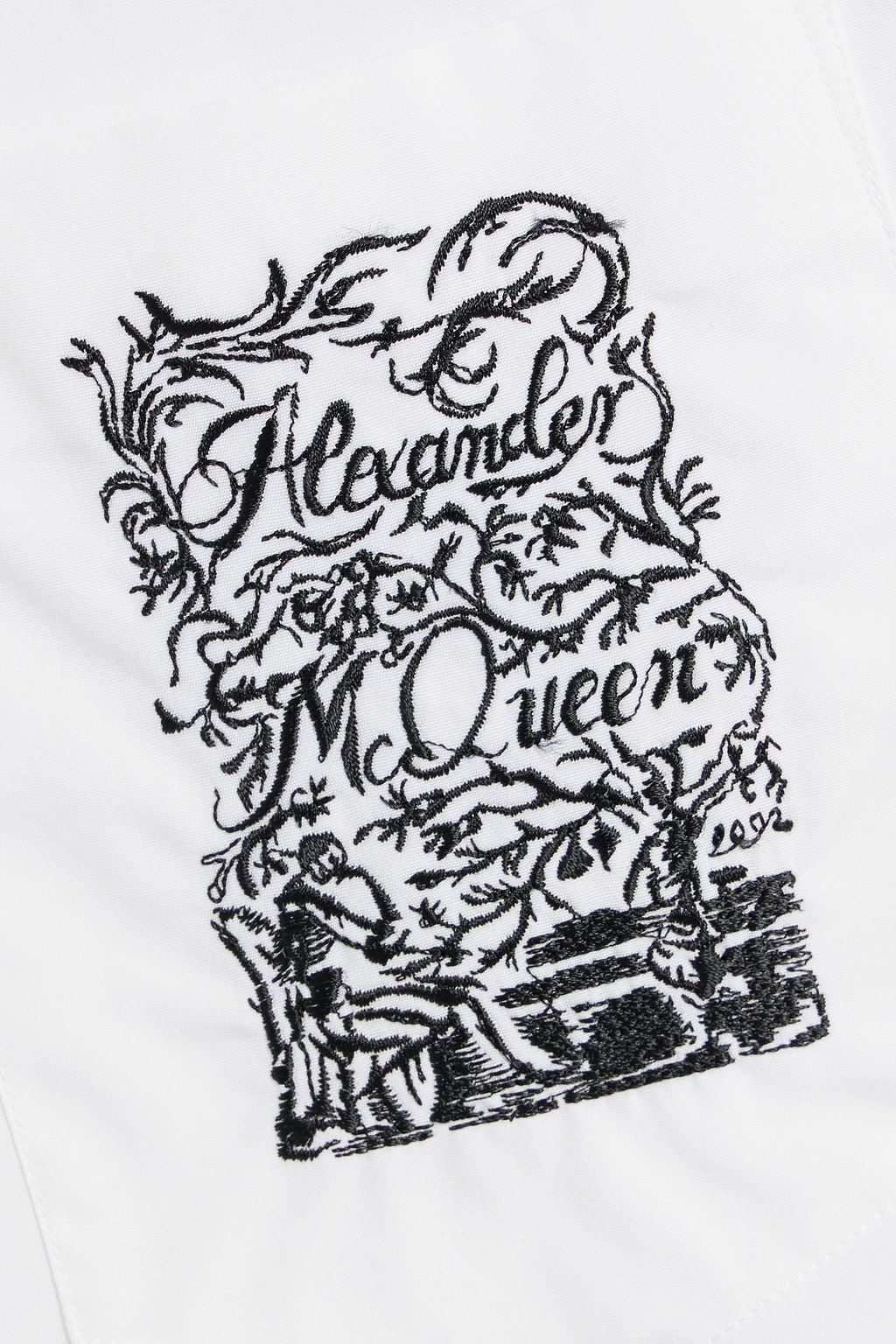 MCQUEEN Embroidered cotton-poplin shirt