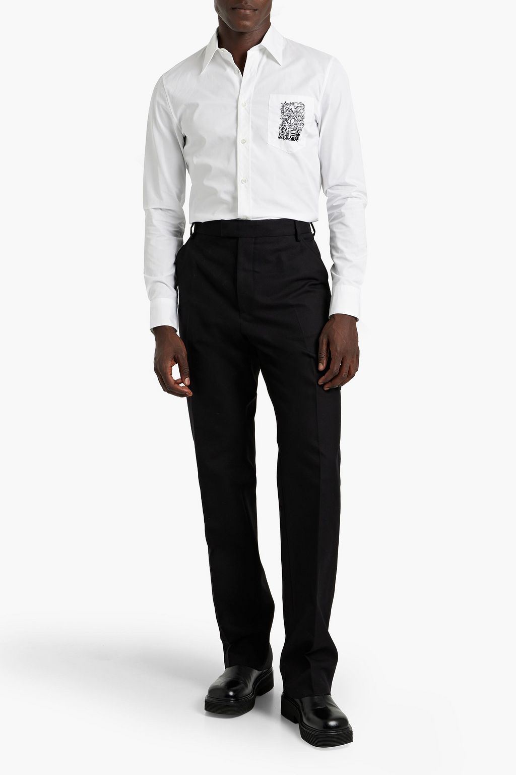 MCQUEEN Embroidered cotton-poplin shirt