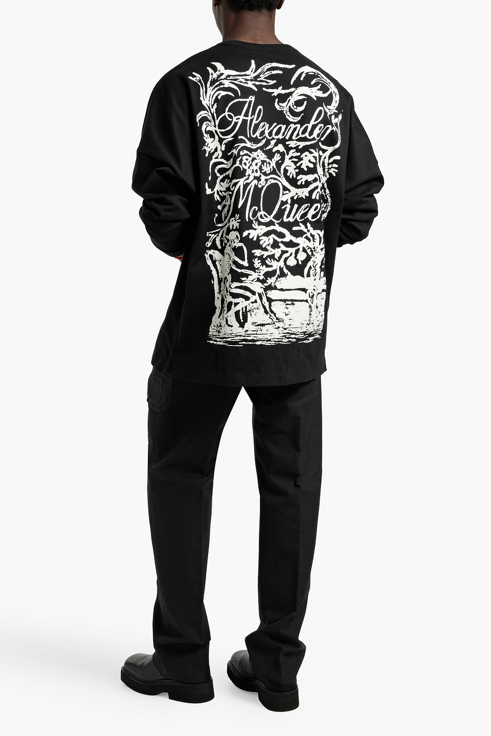 Alexander Mcqueen Shell-trimmed Cotton-canvas Pants In Black