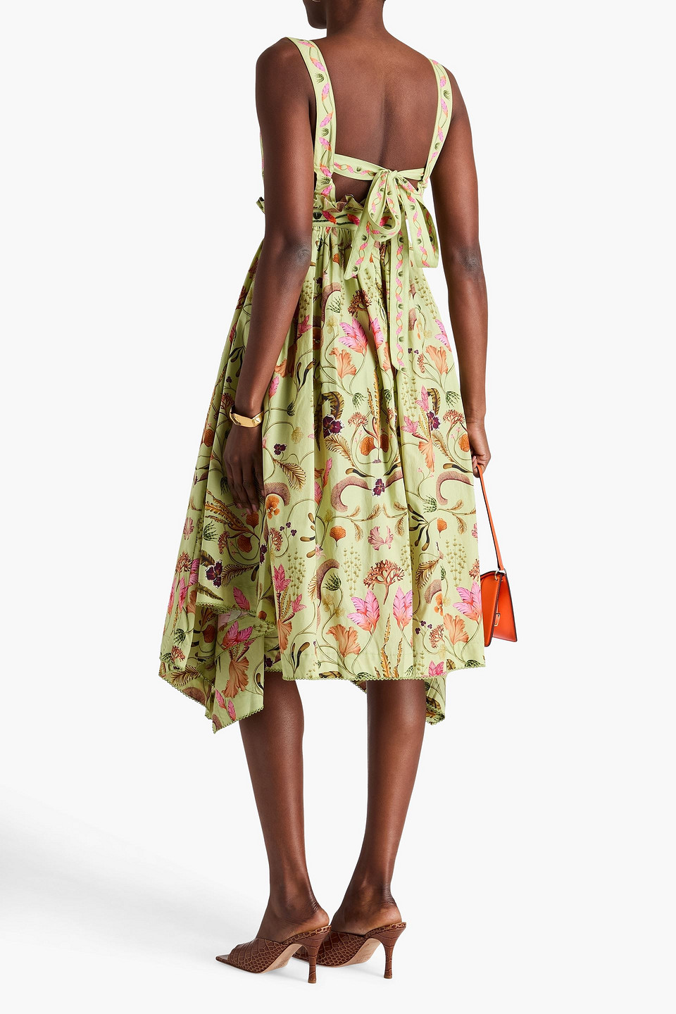 Agua By Agua Bendita Lunatus Habitat Embroidered Cotton Midi Dress In Light Green