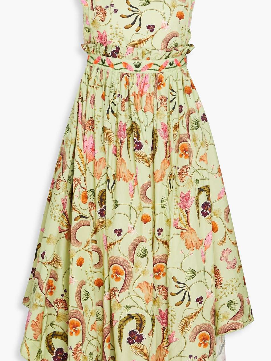 lunatus habitat floral-print embellished cotton midi dress