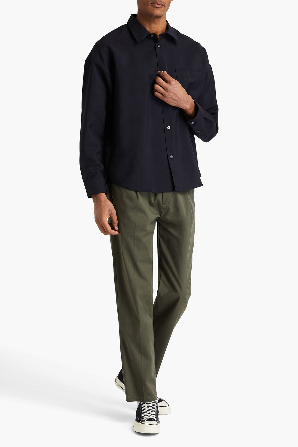 Frame Wool And Mohair-blend Shirt In Midnight Blue