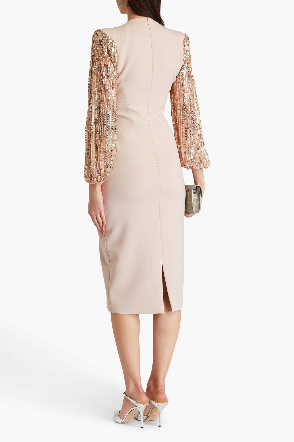 JENNY PACKHAM فستان متوسط الطول من الكريب والتول بتصميم مزركش