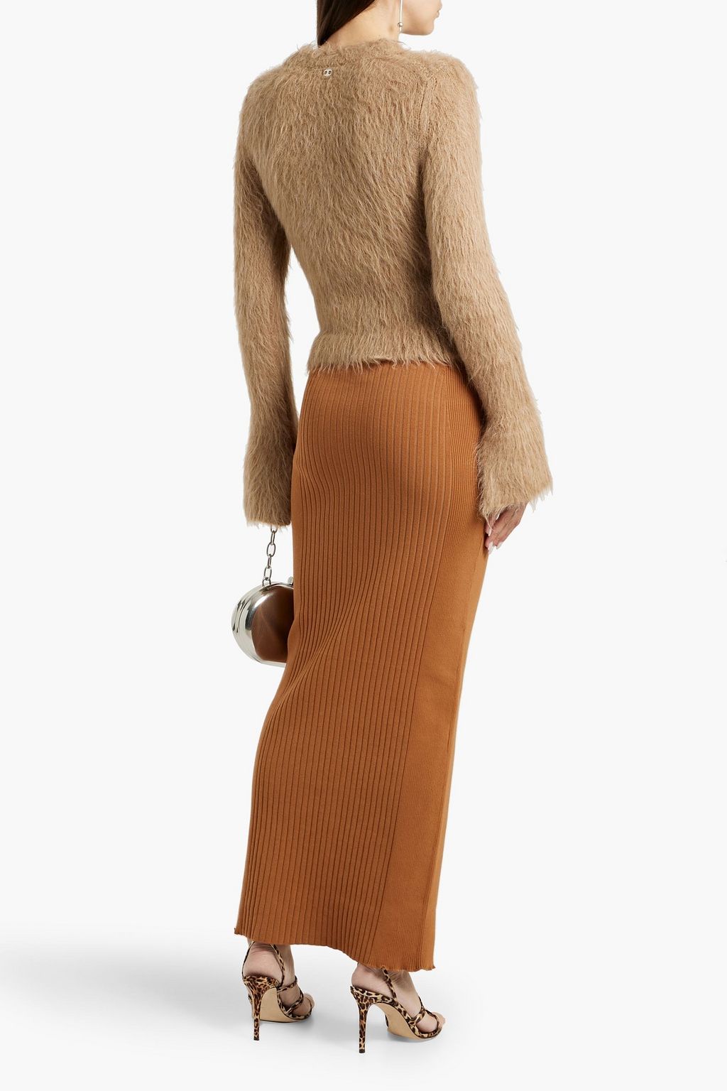 RABANNE Ribbed cotton-blend maxi skirt