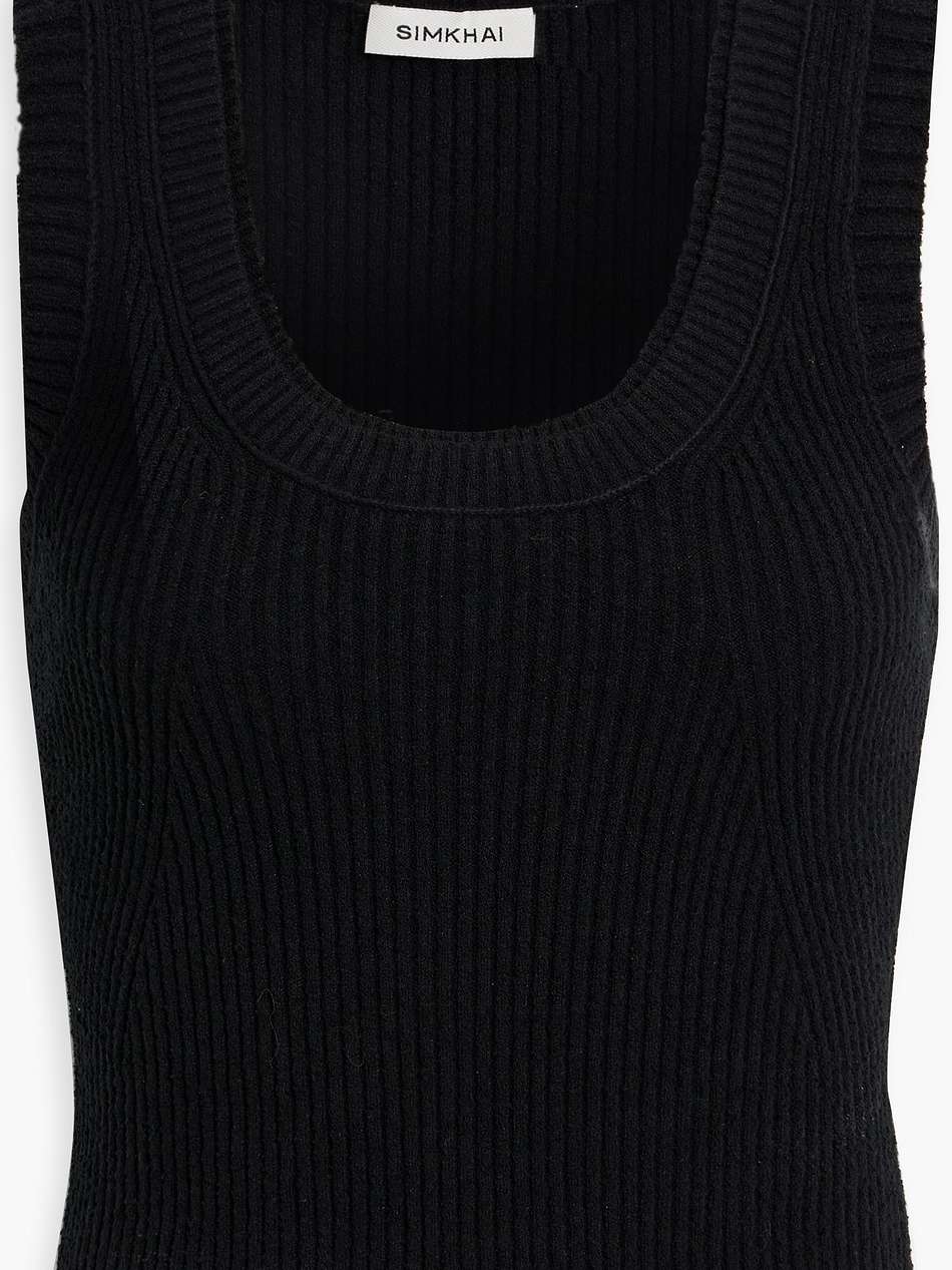 sibyl ribbed bouclé-knit cotton-blend tank