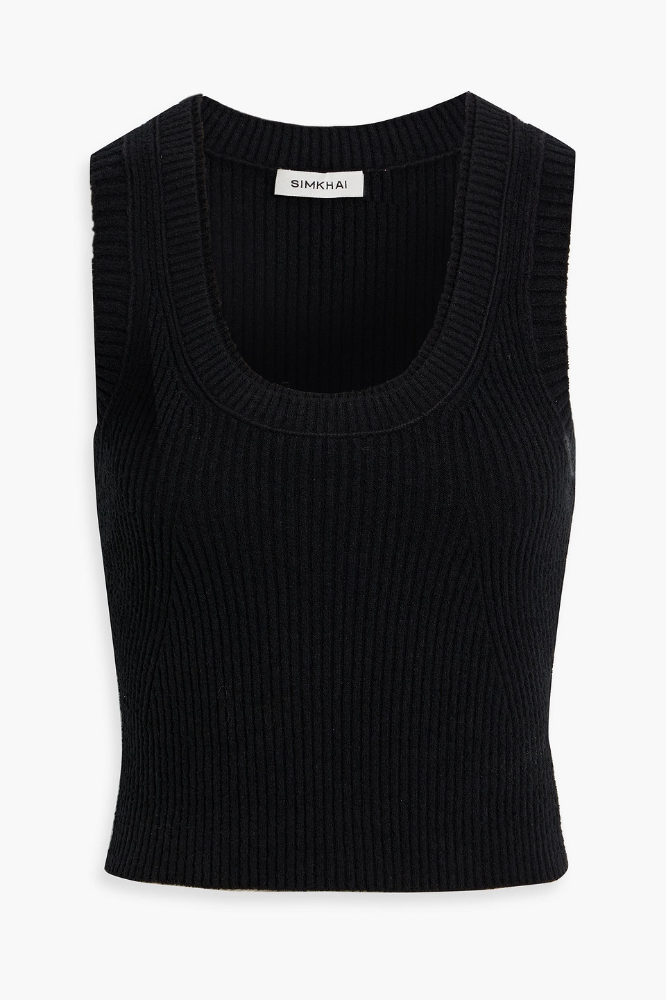 Simkhai Sibyl Ribbed Bouclé-knit Cotton-blend Tank In Black