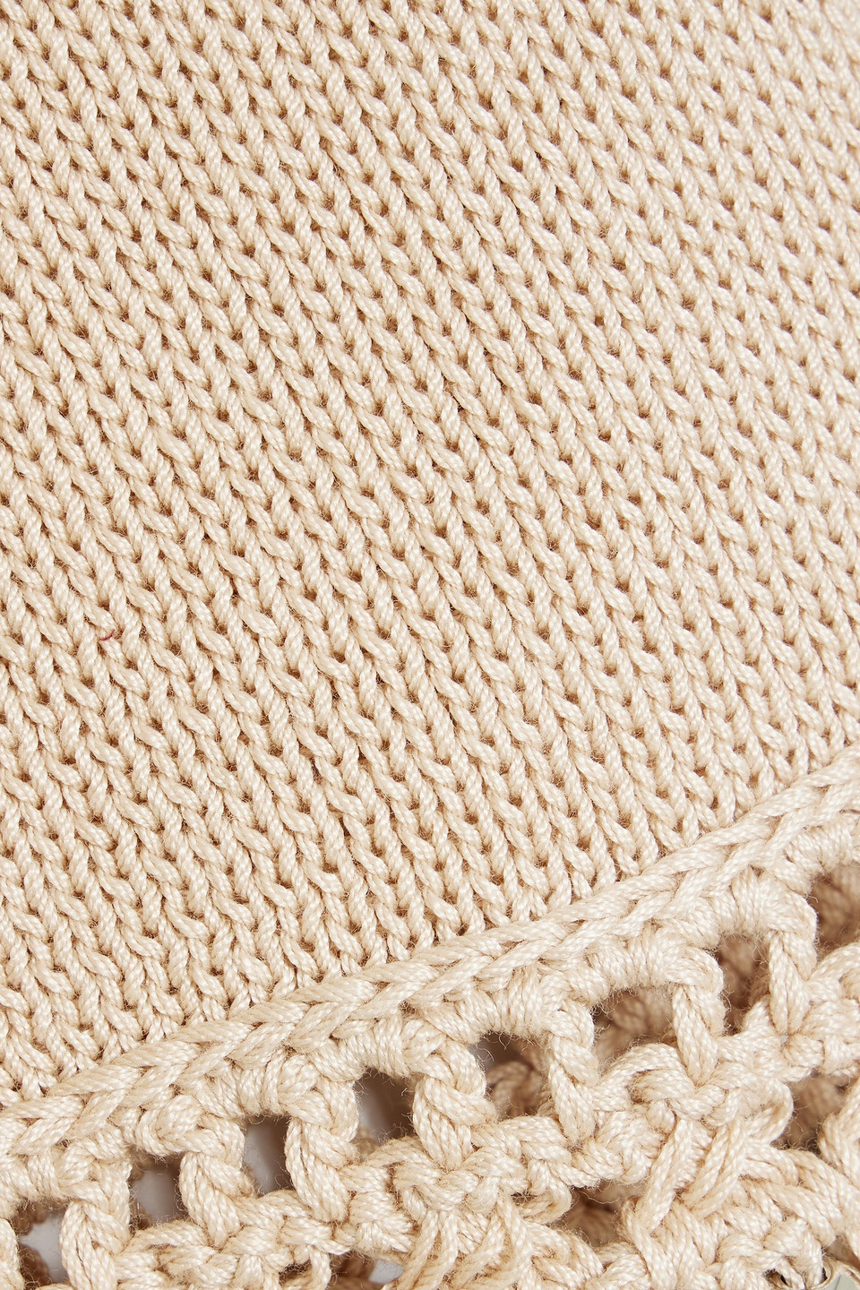 Rabanne Cropped Bead-embellished Cotton Top In Beige