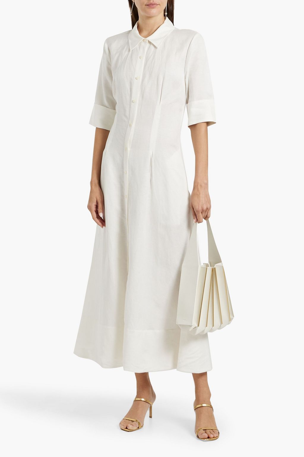 SIMKHAI Claudine linen-blend midi shirt dress