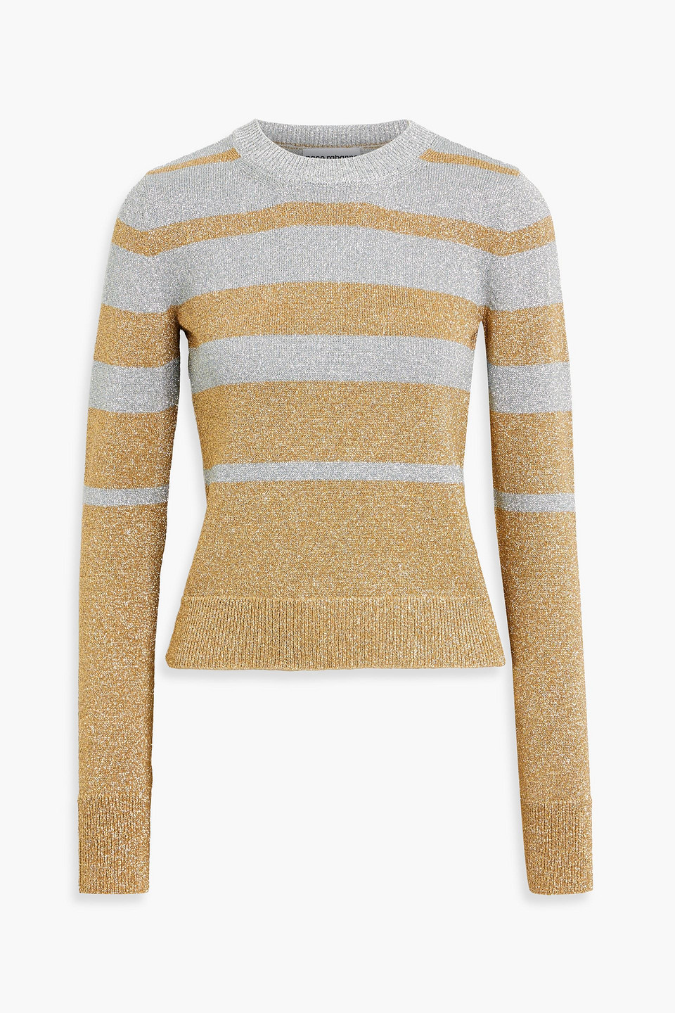 Rabanne Metallic Striped Jacquard-knit Sweater In Gold