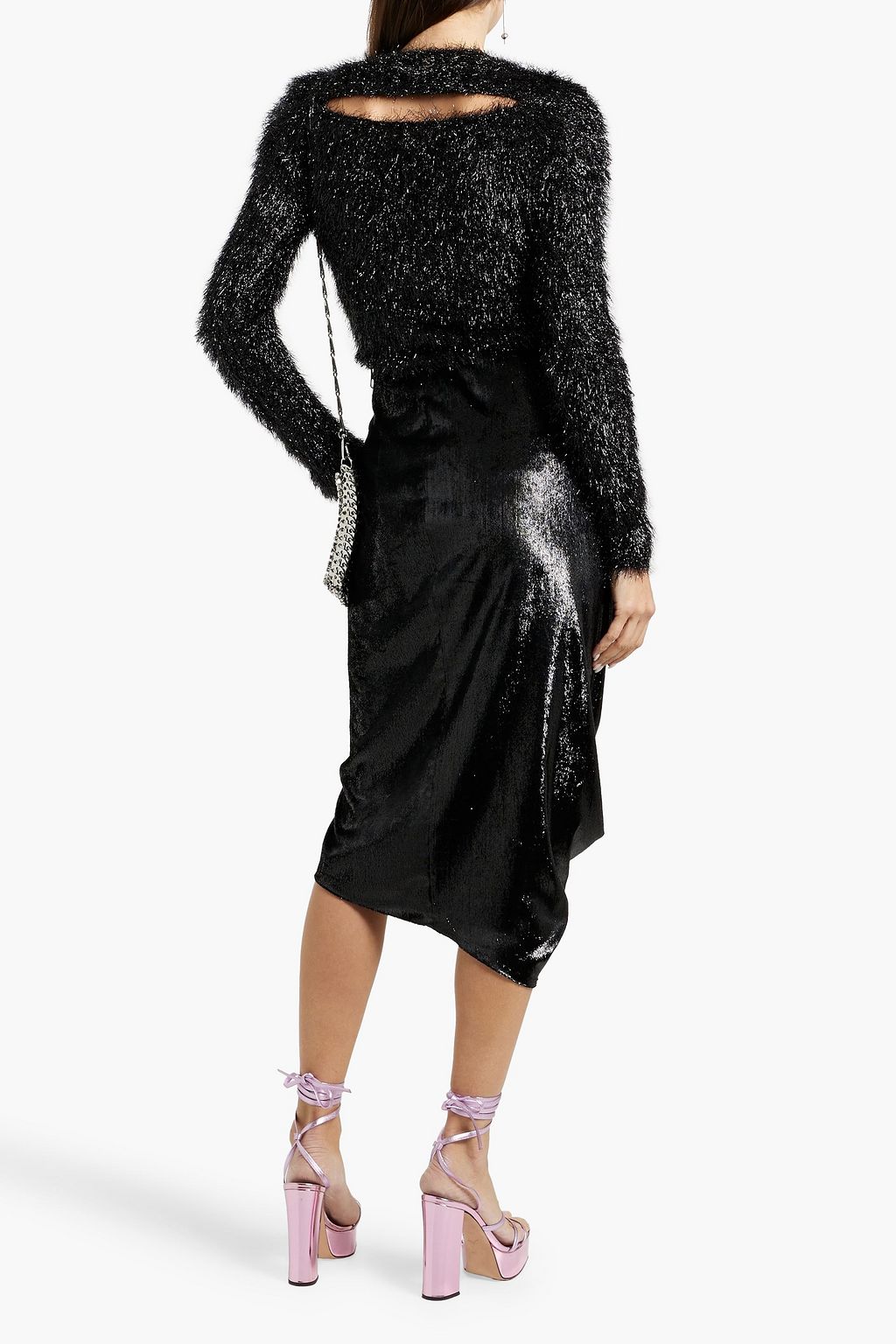 RABANNE Cutout tinsel sweater
