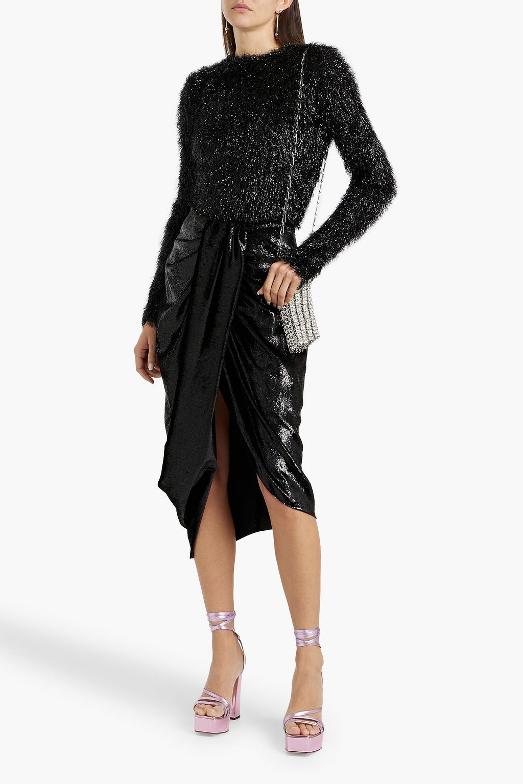 RABANNE Cutout tinsel sweater