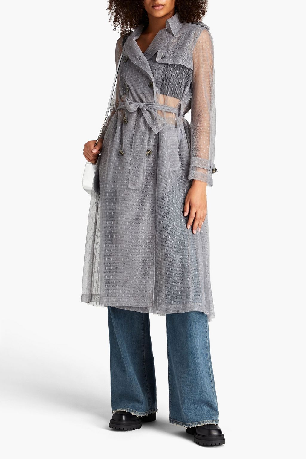 REDVALENTINO Pleated point d'esprit trench coat