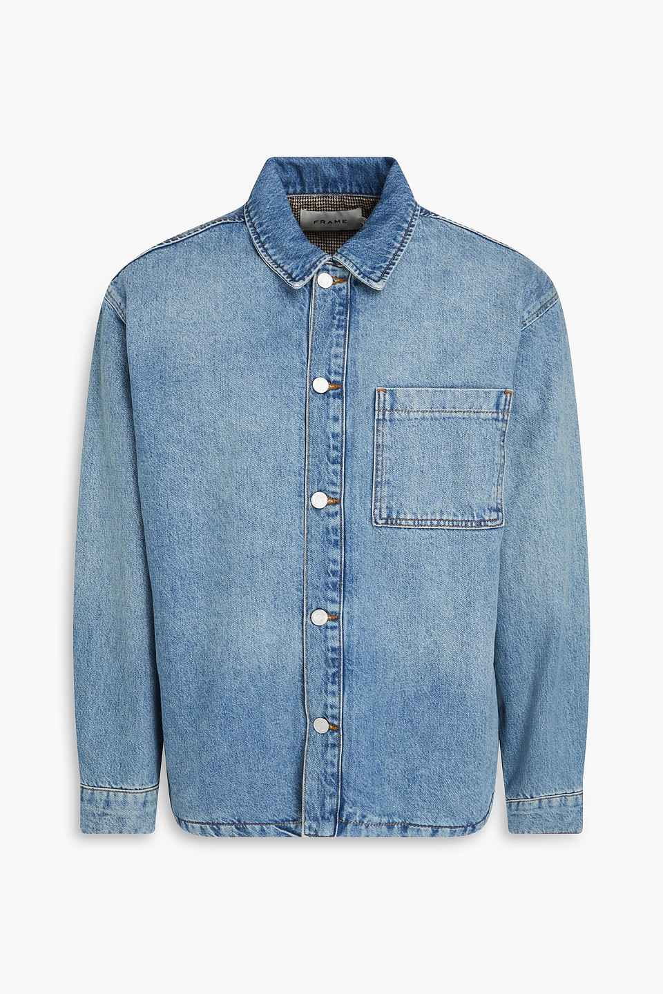 Frame Faded Denim Overshirt In Mid Denim